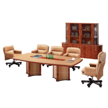 Wooden leather luxury design 8 people use 240cm length meeting room furniture Conference table and chairs set